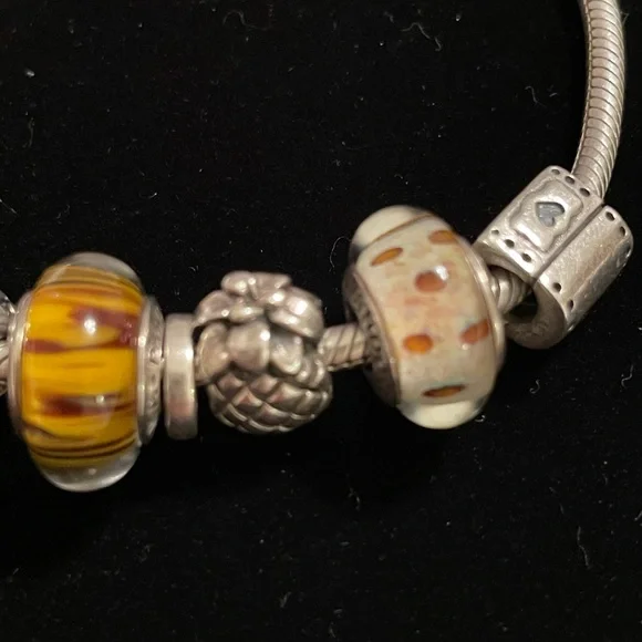 💕Pandora Retired Murano glass Charms, and bracelet